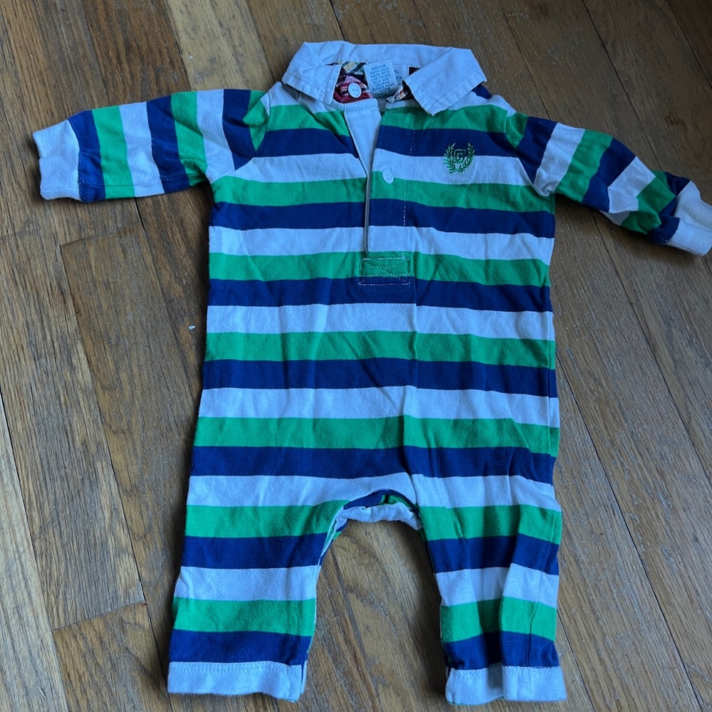 Ralph Lauren chaps boys striped romper coveralls outfit 3 months B1G1 50% off